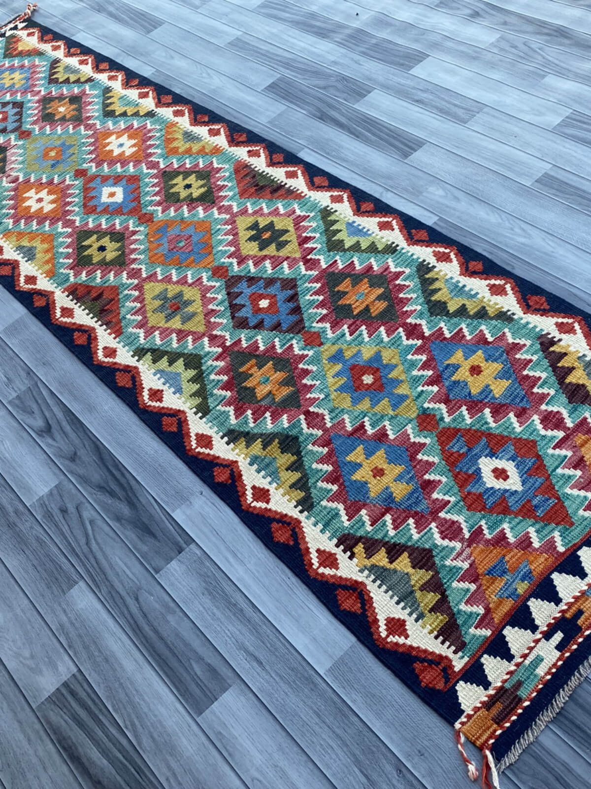 Handmade Flat Weave Kilim Rug (289 CM x 80 CM)SK#1074