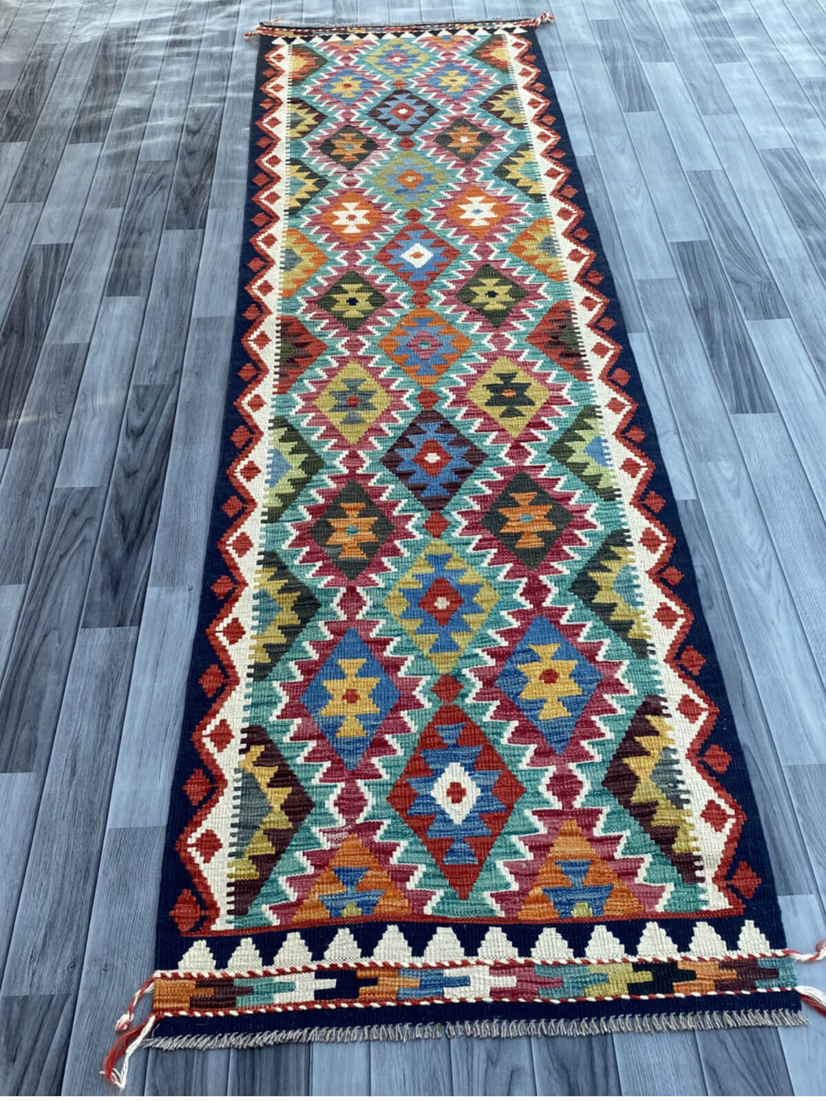 Handmade Flat Weave Kilim Rug (289 CM x 80 CM)SK#1074
