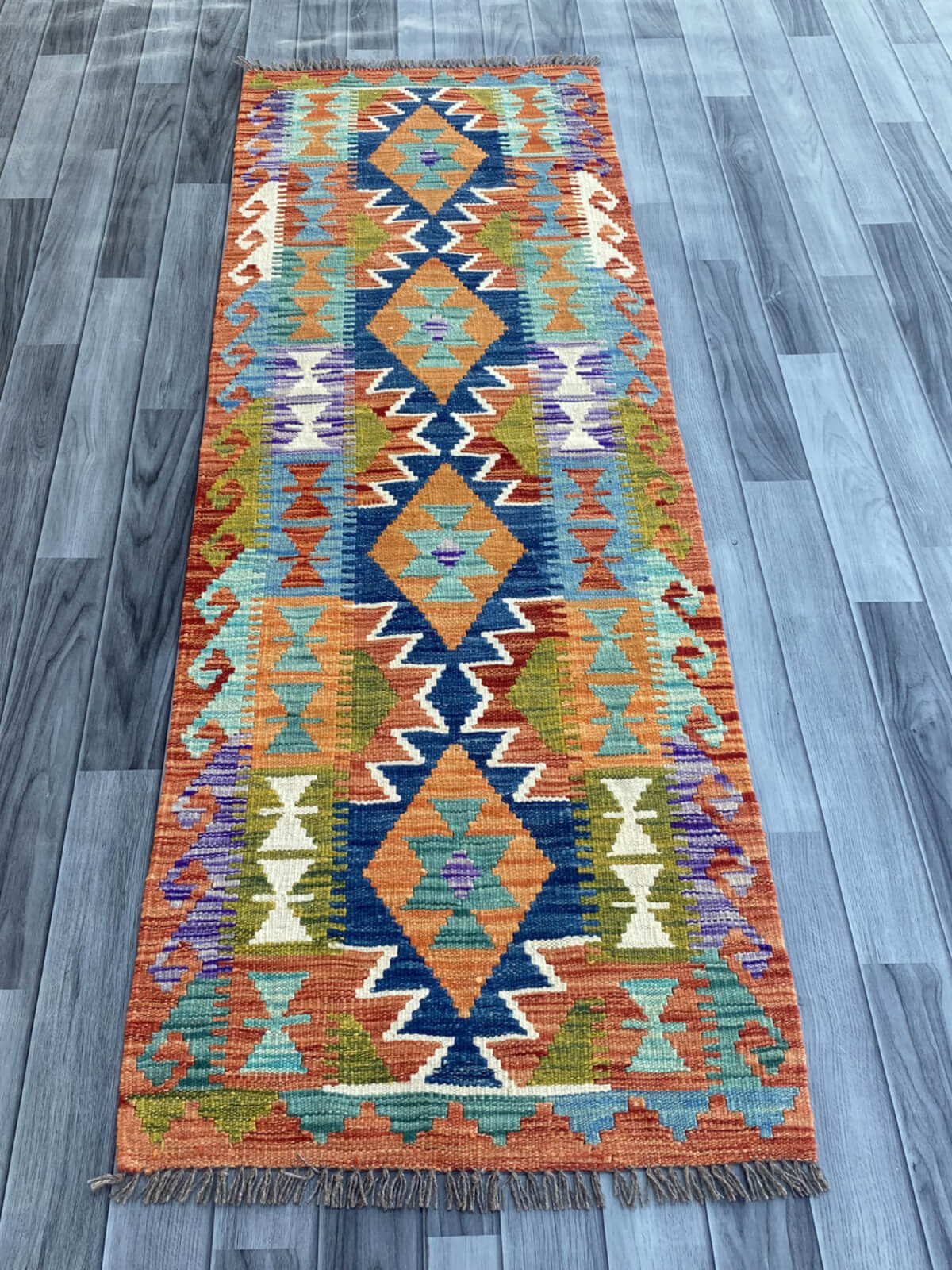 Handmade Flat Weave Kilim Rug (199 CM x 67 CM) SK#1077