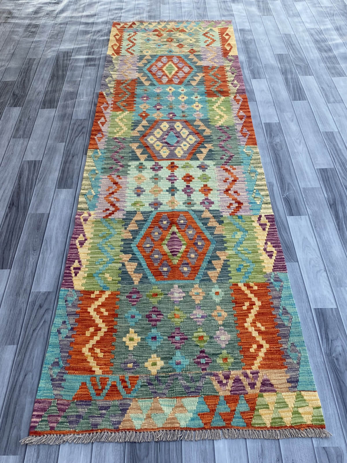 Handmade Flat Weave Kilim Rug (296 CM x 86 CM) SK#1087