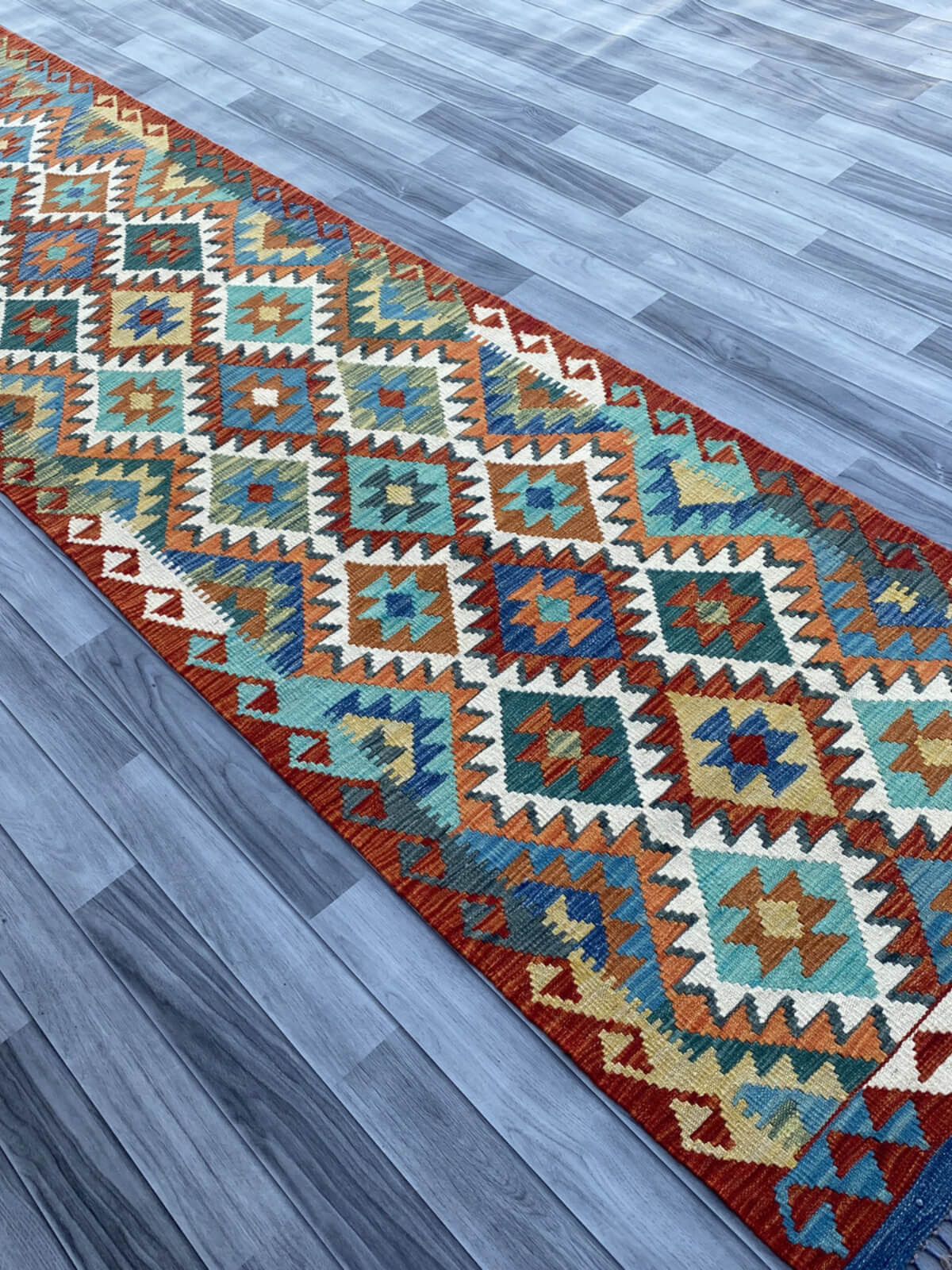 Handmade Flat Weave Kilim Rug (392 CM x 84 CM) SK#1088