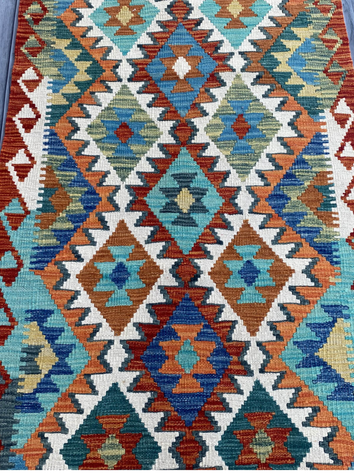 Handmade Flat Weave Kilim Rug (392 CM x 84 CM) SK#1088