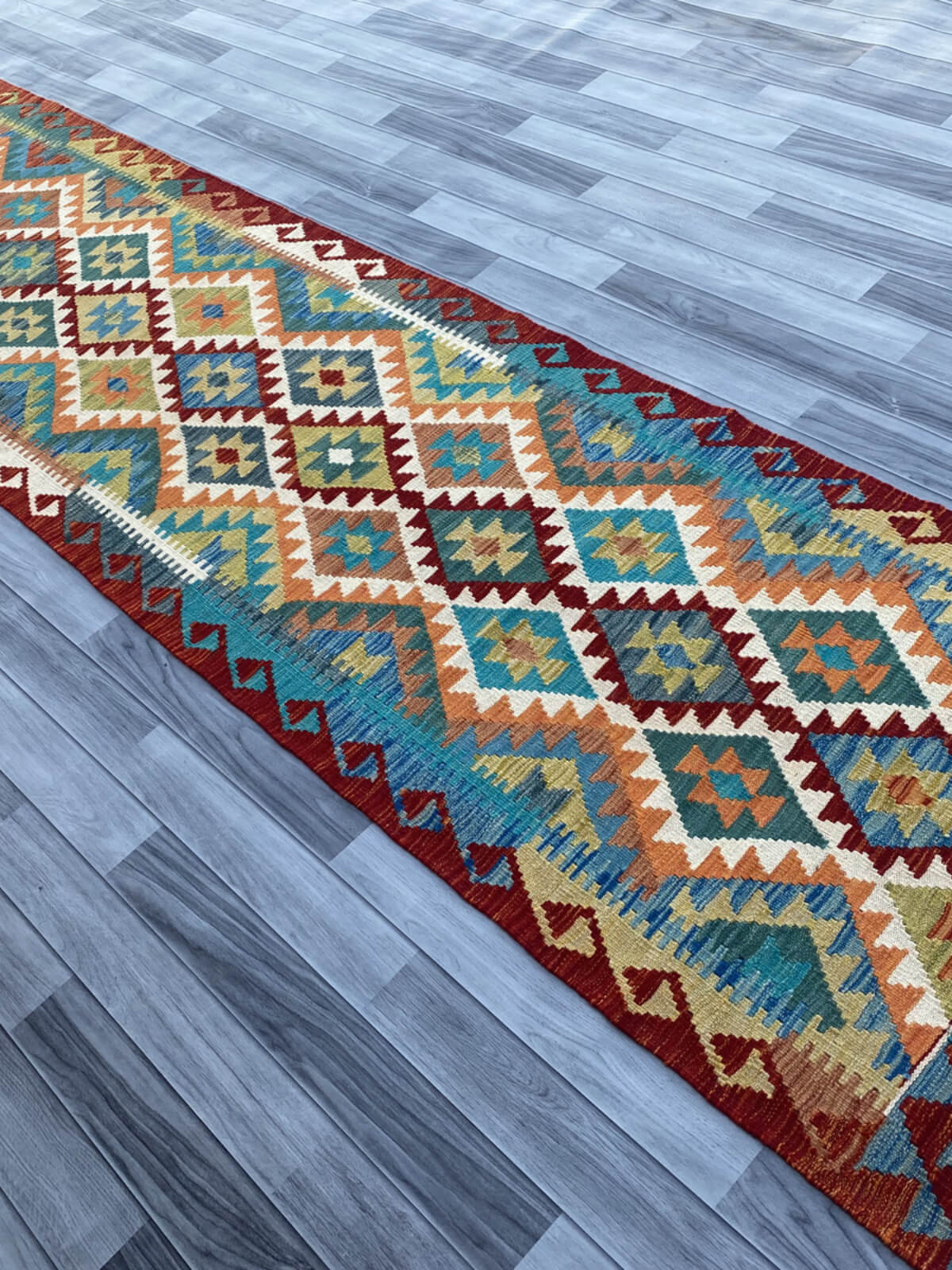 Handmade Flat Weave Kilim Rug (393 CM x 84 CM) SK#1089