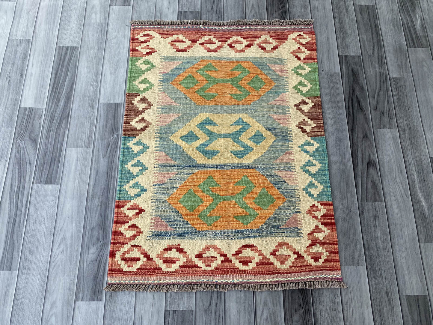 Handmade Afghan Chobi Kilim Rug 103x77 cm KAS#726