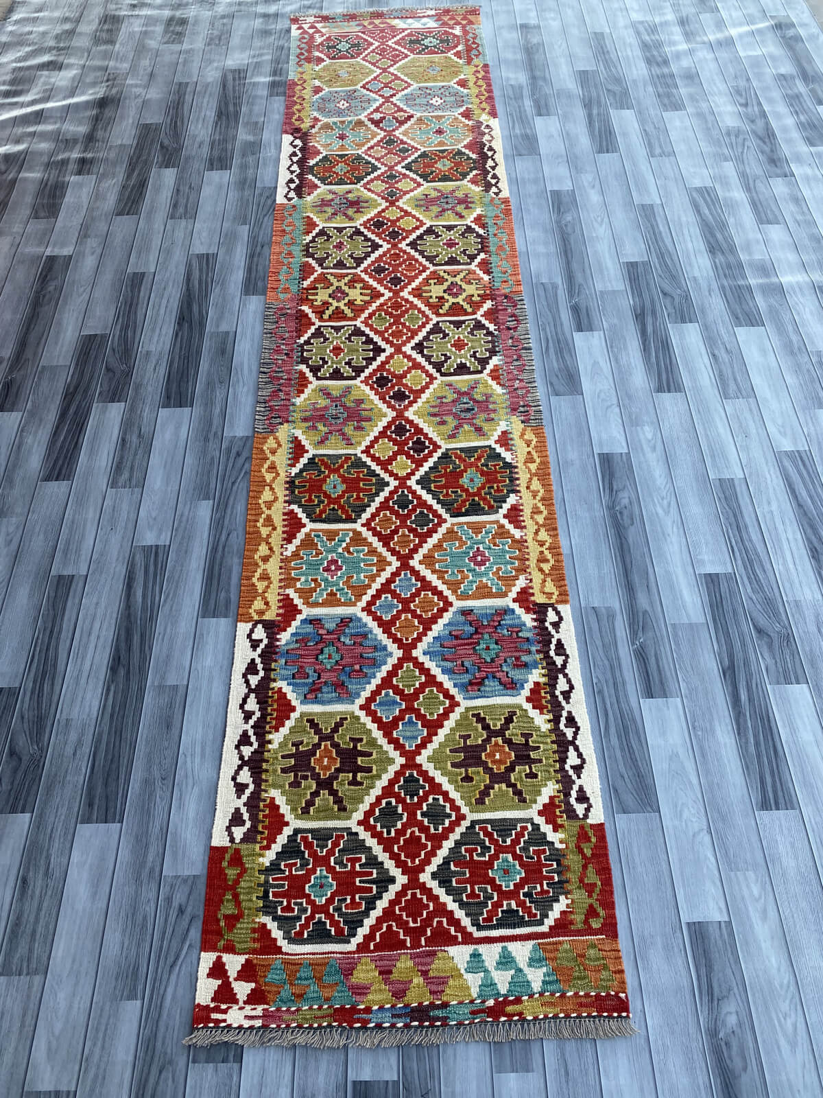 Handmade Flat Weave Kilim Rug ( 392 cm x 82 cm )