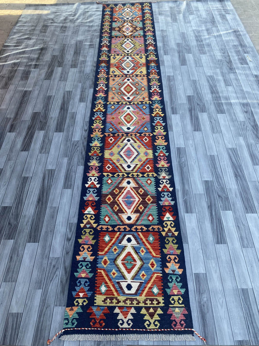 Handmade Flat Weave Kilim Rug ( 493 cm x 84 cm )