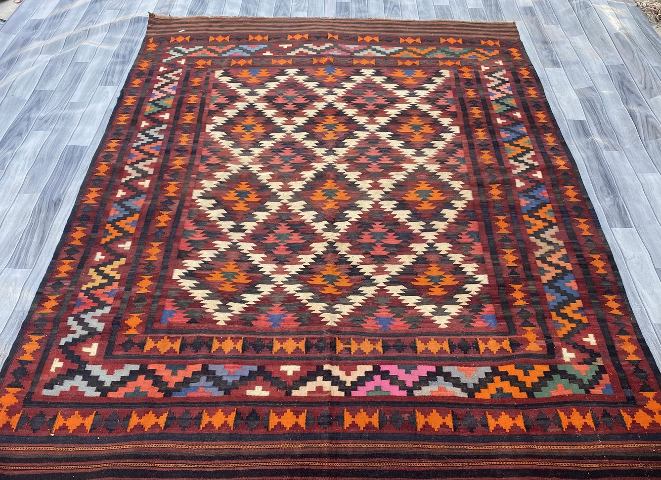 Handmade Afghan Traditional Old Kilim Rug |290 CM x 205 CM KSD#995