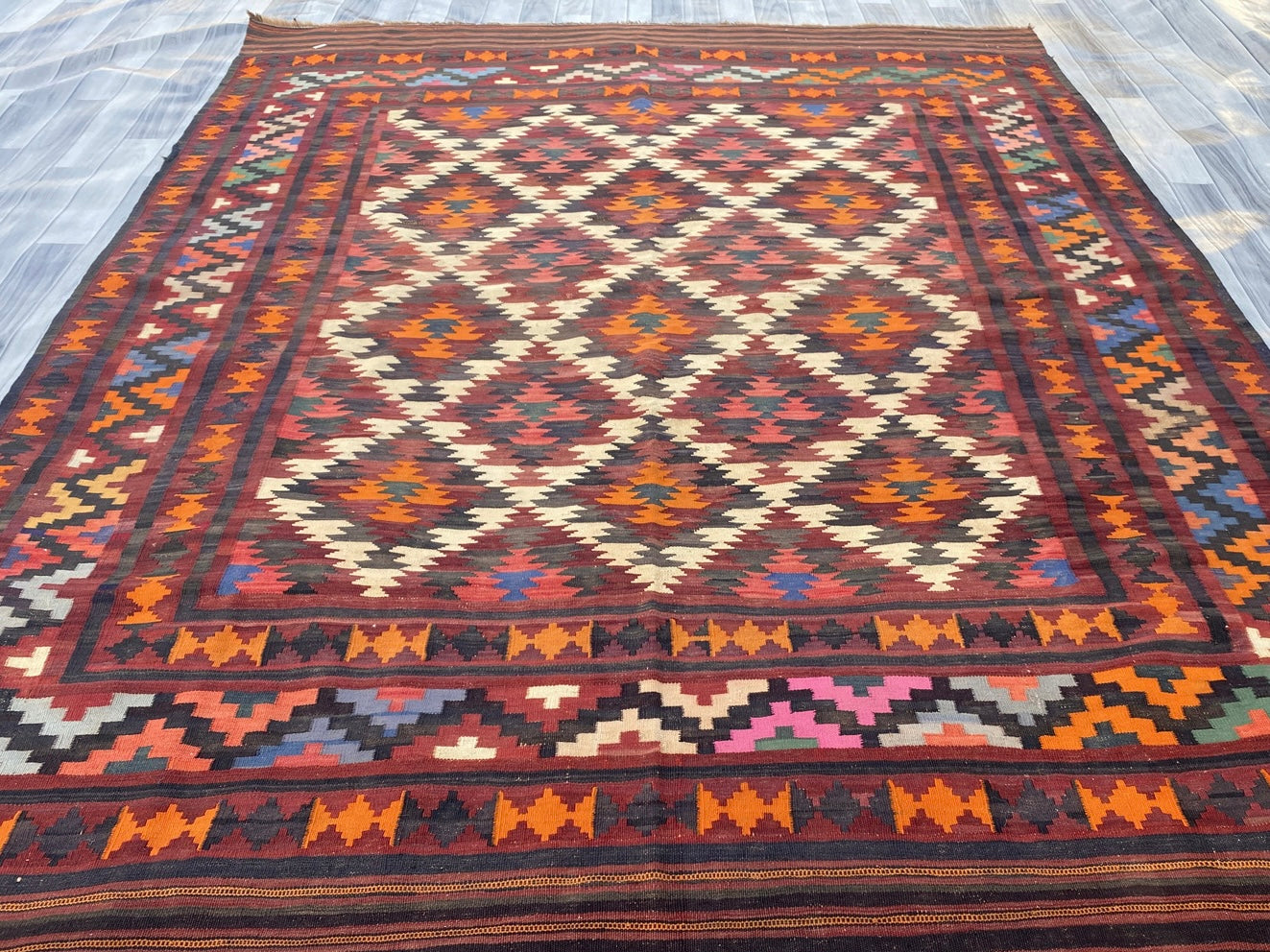 Handmade Afghan Traditional Old Kilim Rug |290 CM x 205 CM KSD#995