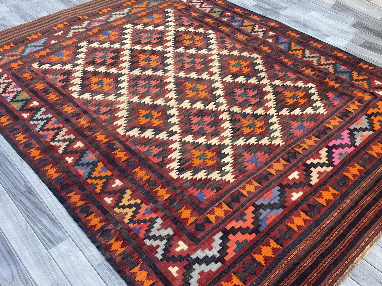 Handmade Afghan Traditional Old Kilim Rug |290 CM x 205 CM KSD#995