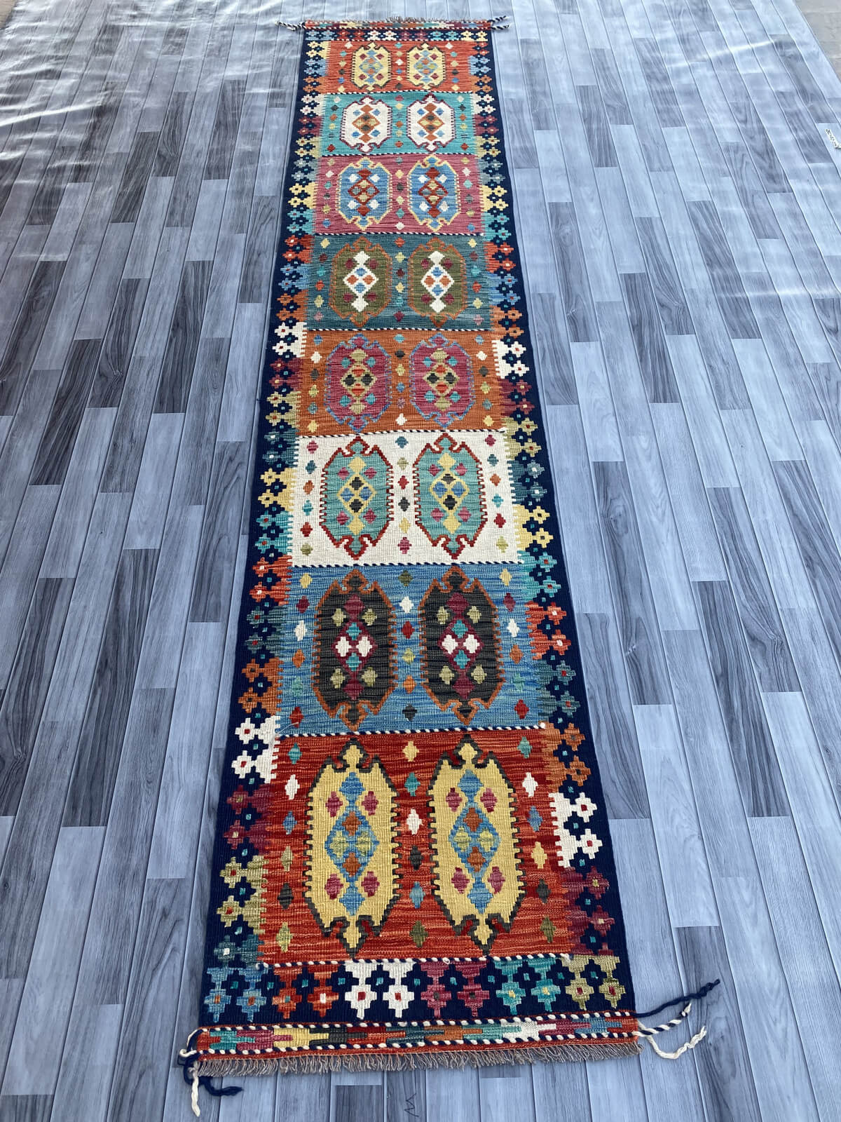Handmade Flat Weave Kilim Rug ( 400 cm x 81 cm )