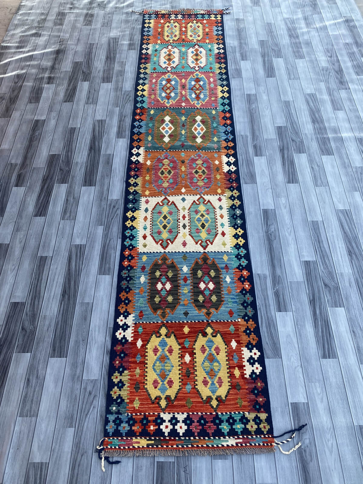 Handmade Flat Weave Kilim Rug ( 400 cm x 81 cm )