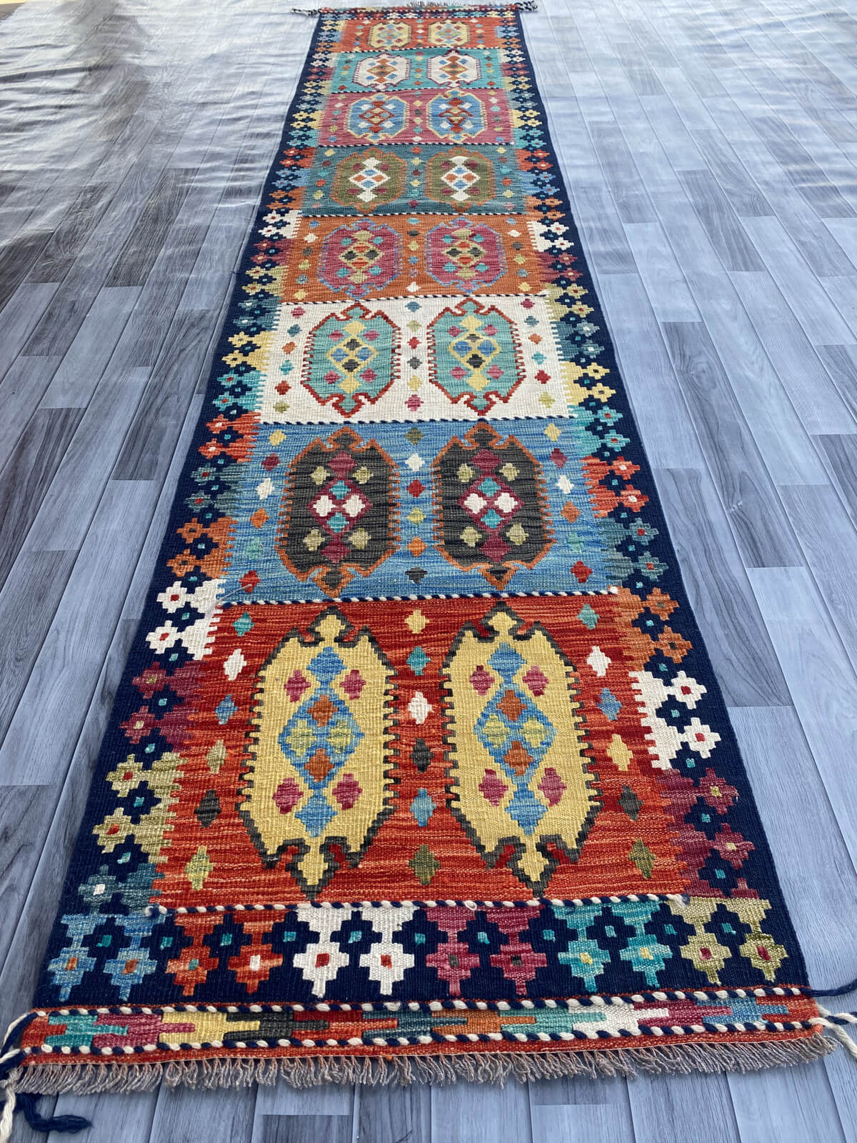 Handmade Flat Weave Kilim Rug ( 400 cm x 81 cm )