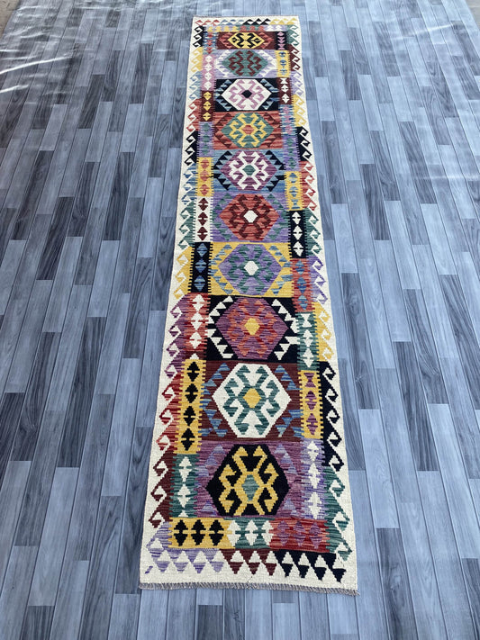 Handmade Flat Weave Kilim Rug ( 385 cm x 80 cm )