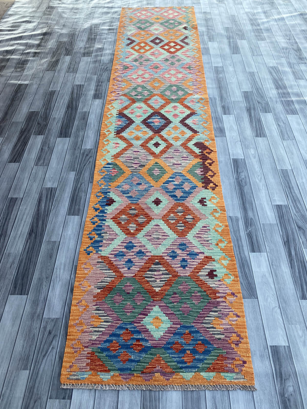 Handmade Flat Weave Kilim Rug ( 390 cm x 84 cm )