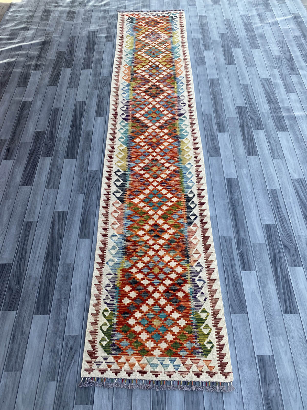 Handmade Flat Weave Kilim Rug ( 380 cm x 79 cm )