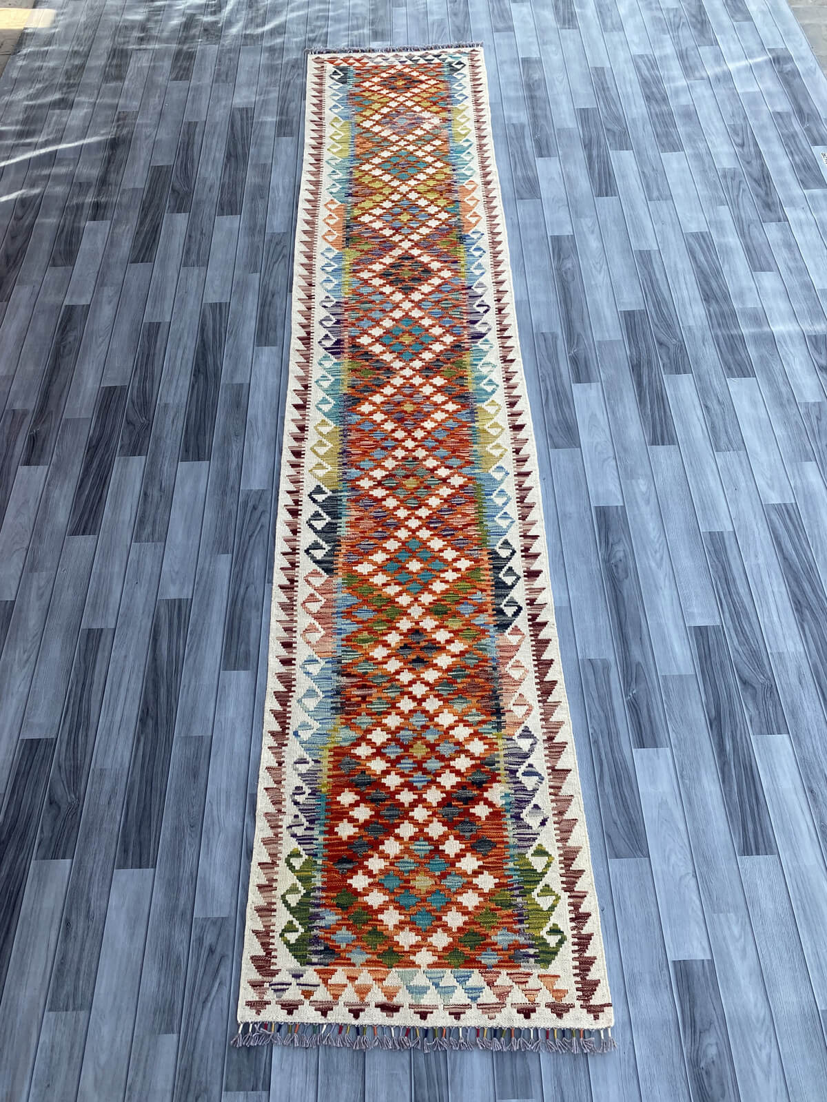 Handmade Flat Weave Kilim Rug ( 380 cm x 79 cm )