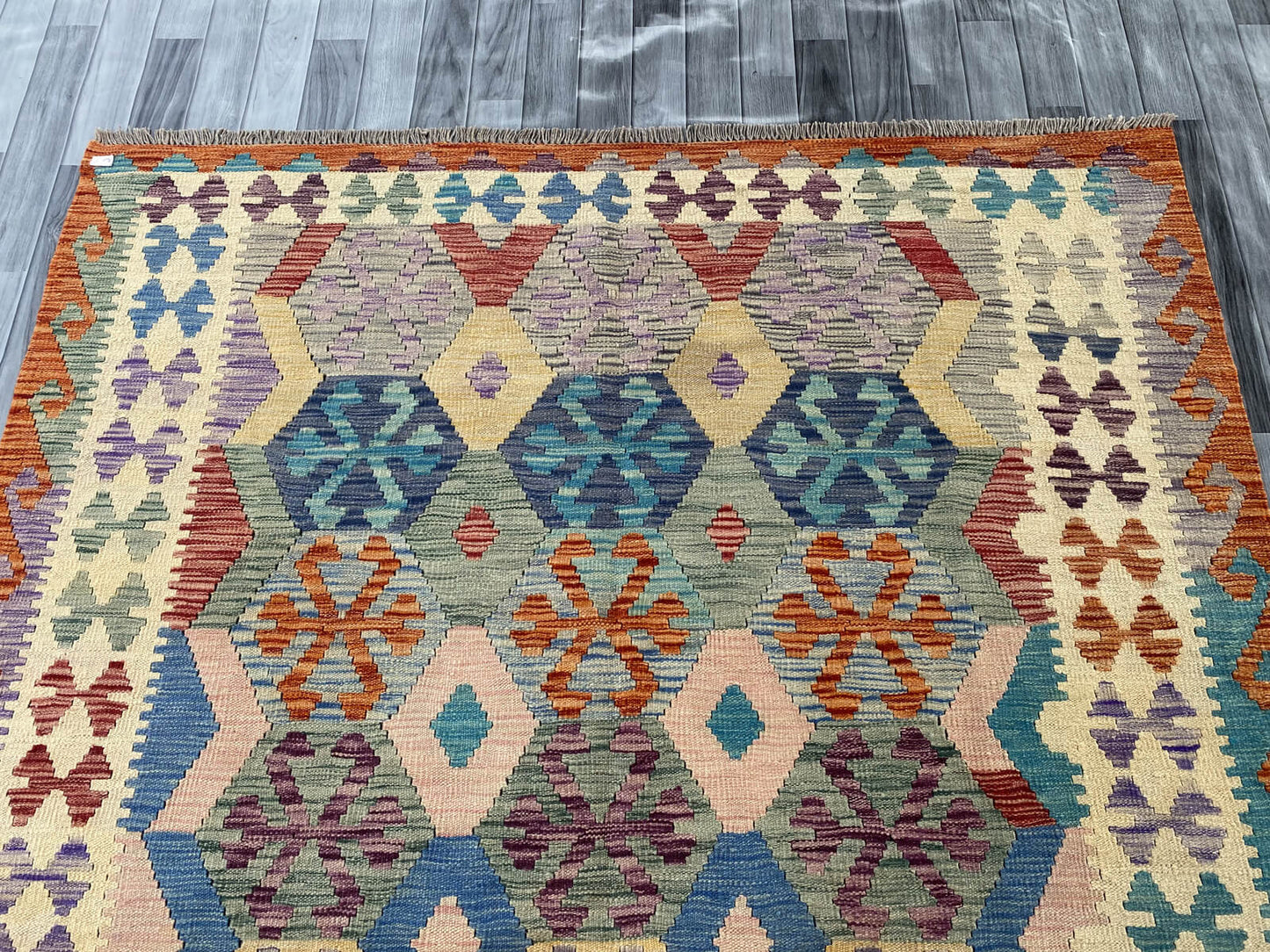 Handmade Afghan Chobi Kilim Rug 241x187 cm KAS#741