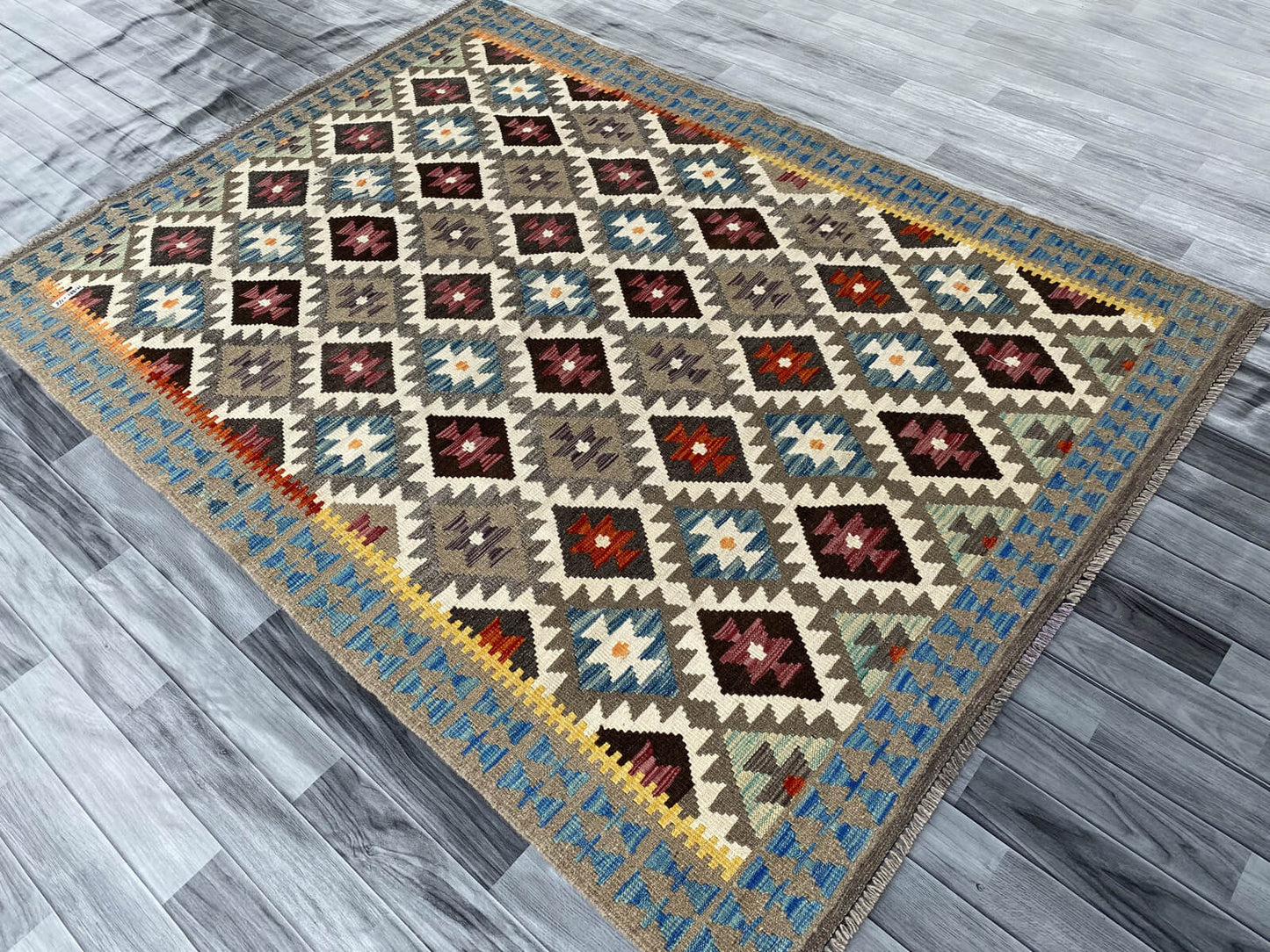 Handmade Afghan Chobi Kilim Rug 221x166 cm KAS#745
