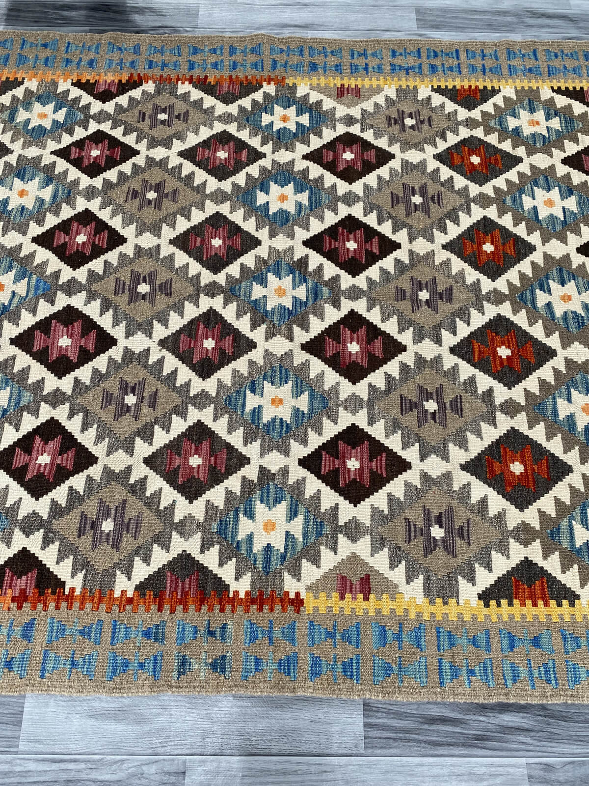 Handmade Afghan Chobi Kilim Rug 221x166 cm KAS#745