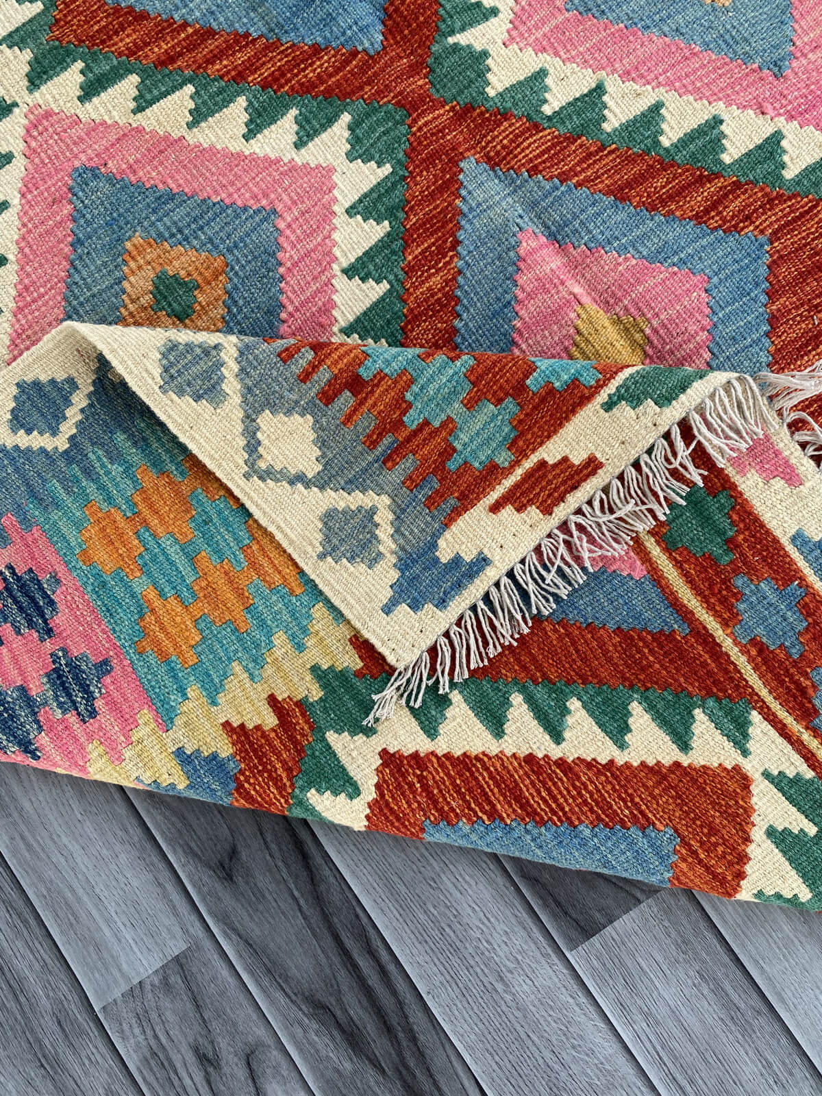 Handmade Afghan Chobi Kilim Rug 195x155 cm KAS#747