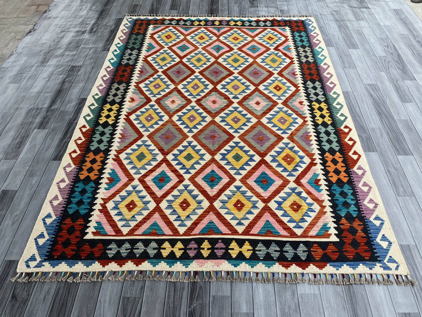 Handmade Afghan Chobi Kilim Rug 237x180 cm KAS#751