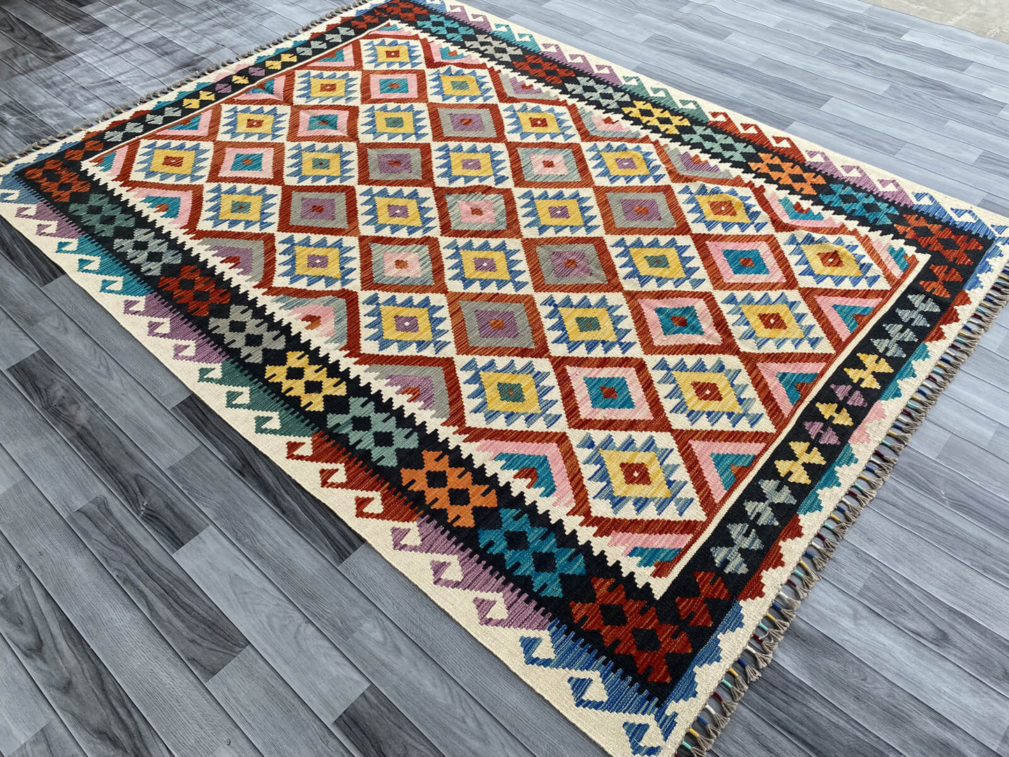 Handmade Afghan Chobi Kilim Rug 237x180 cm KAS#751