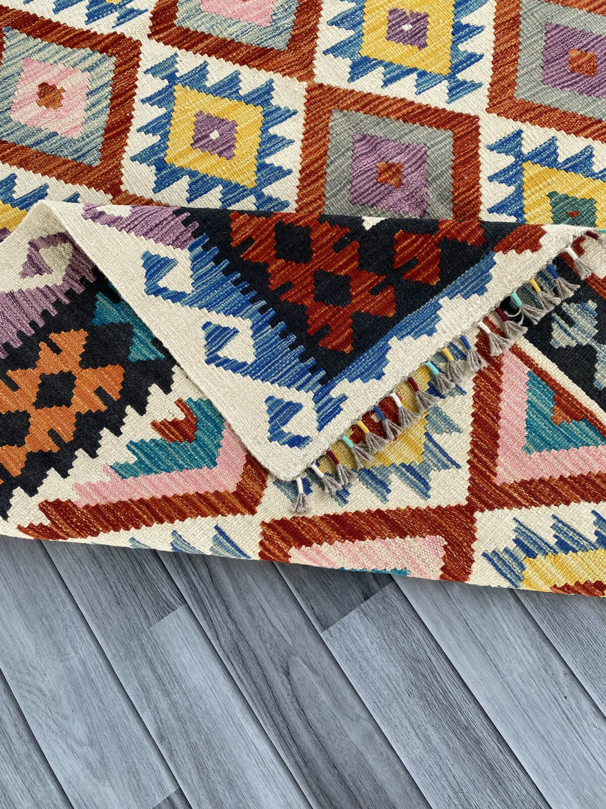 Handmade Afghan Chobi Kilim Rug 237x180 cm KAS#751
