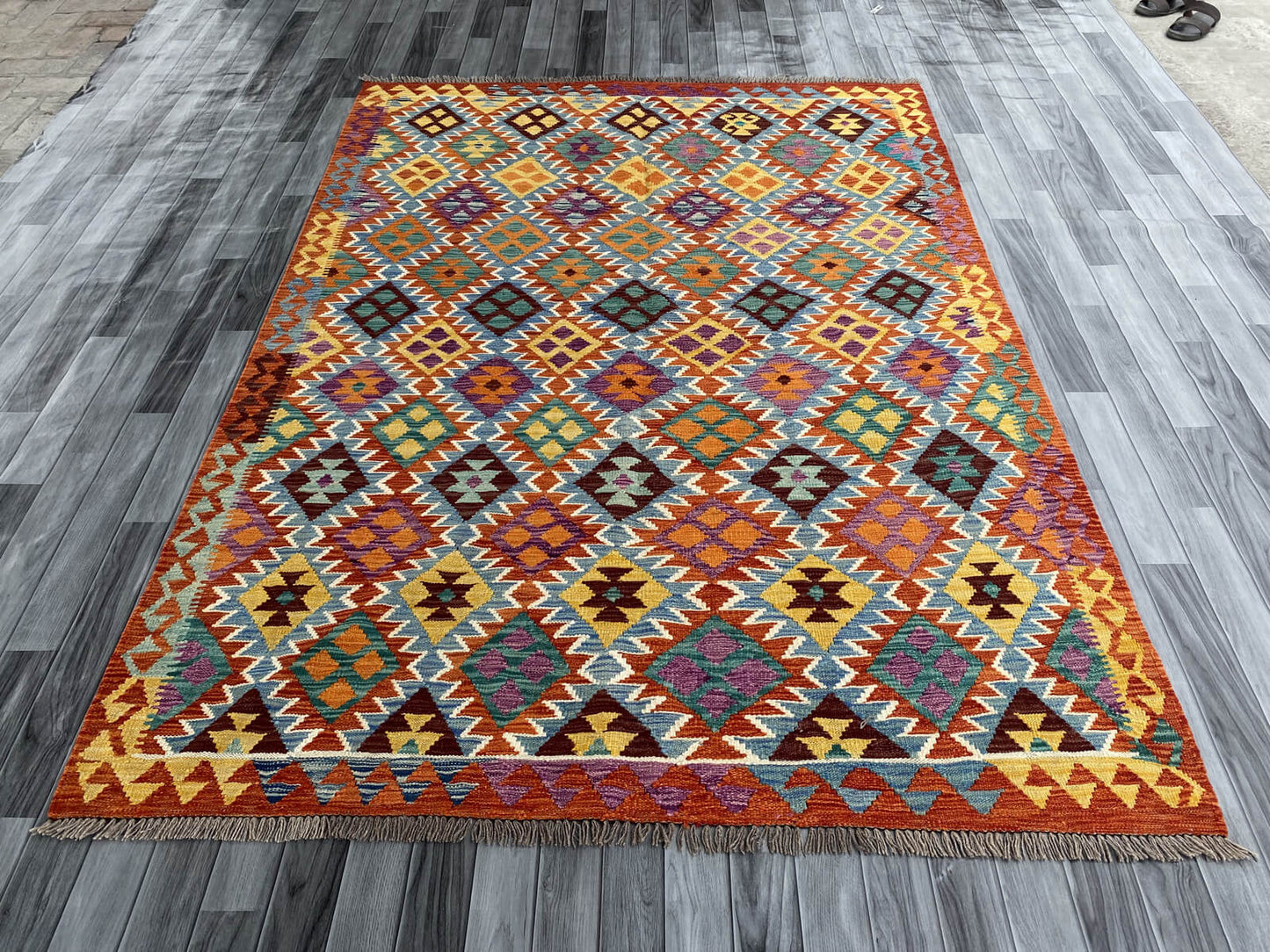 Handmade Afghan Chobi Kilim Rug 251x184 cm KAS#752
