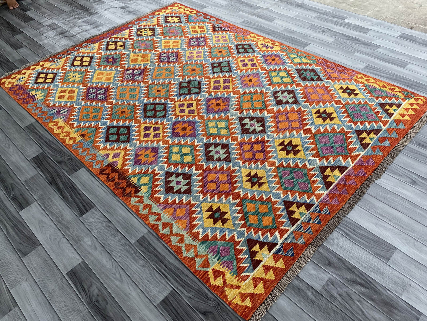 Handmade Afghan Chobi Kilim Rug 251x184 cm KAS#752