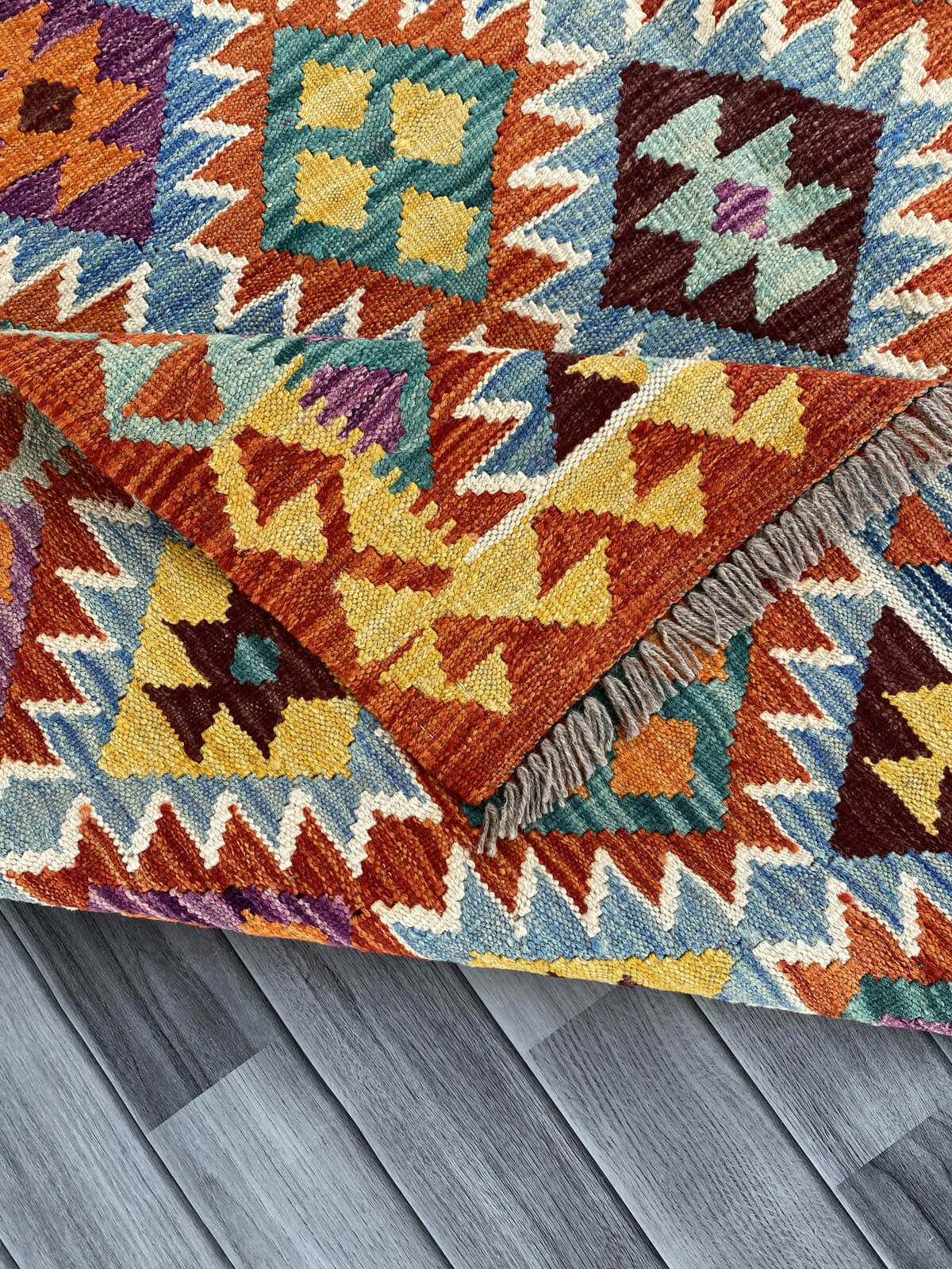 Handmade Afghan Chobi Kilim Rug 251x184 cm KAS#752