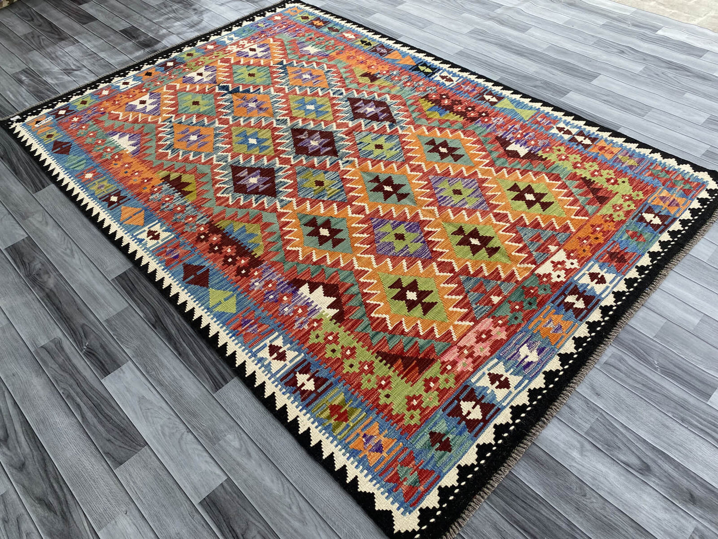 Handmade Afghan Chobi Kilim Rug 246x171 cm KAS#753