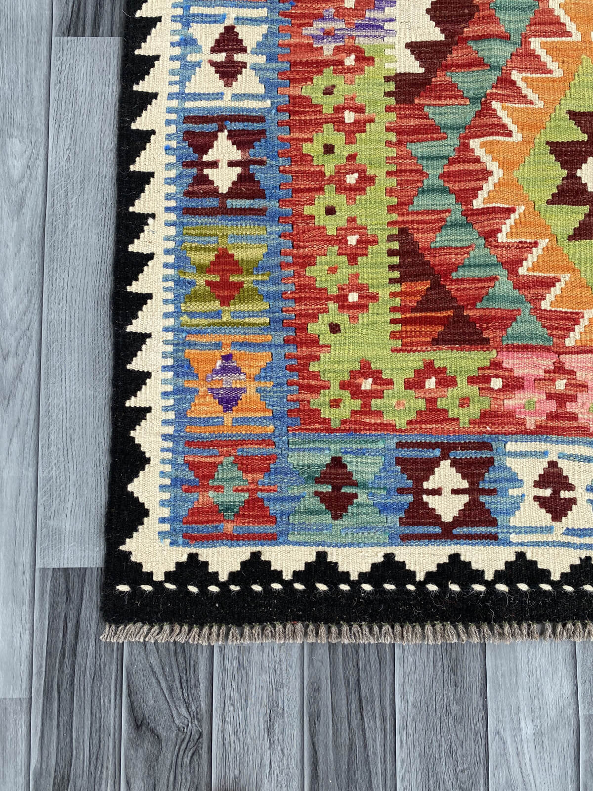Handmade Afghan Chobi Kilim Rug 246x171 cm KAS#753