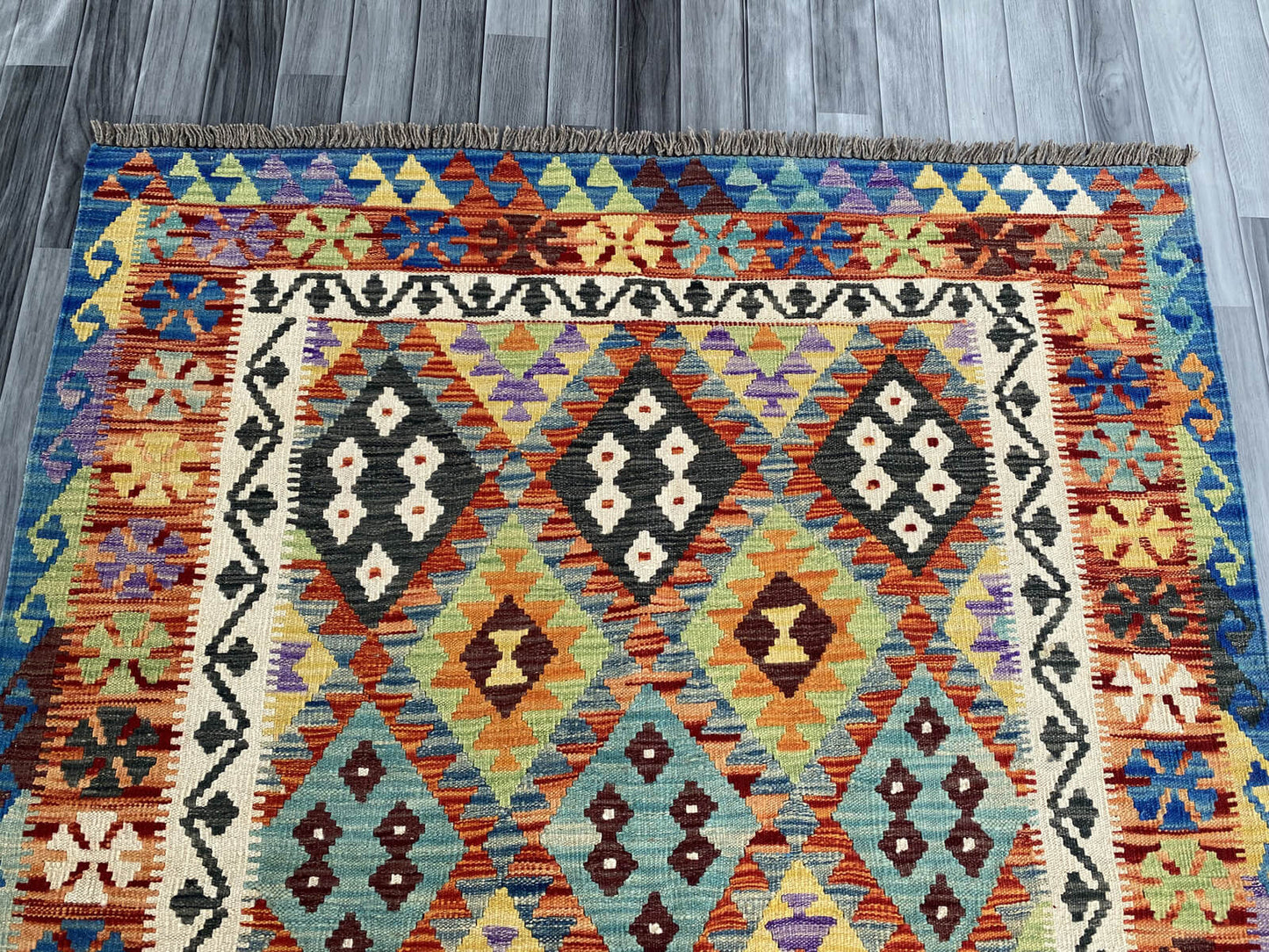Handmade Afghan Chobi Kilim Rug 202x154 cm KAS#754
