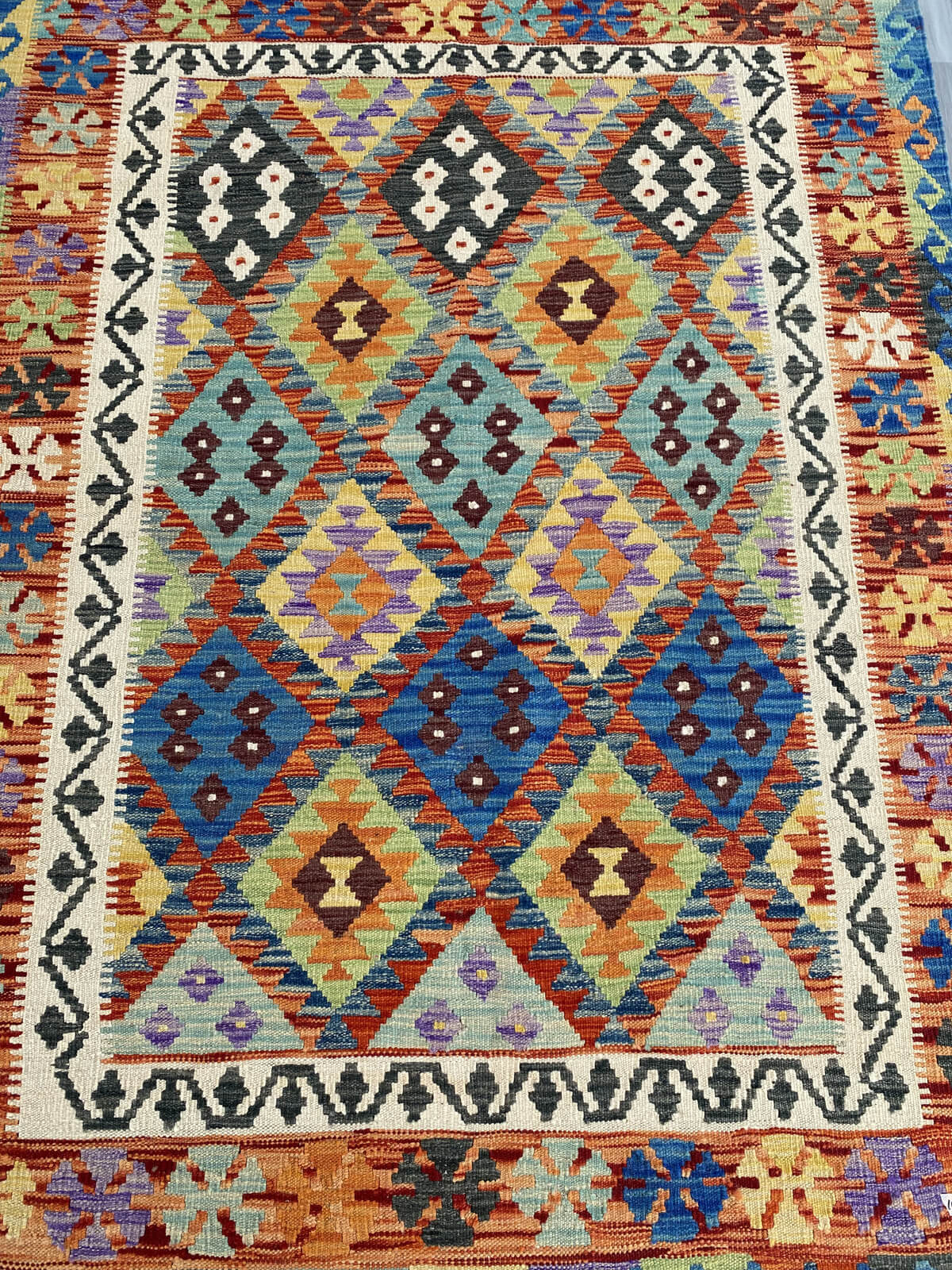 Handmade Afghan Chobi Kilim Rug 202x154 cm KAS#754