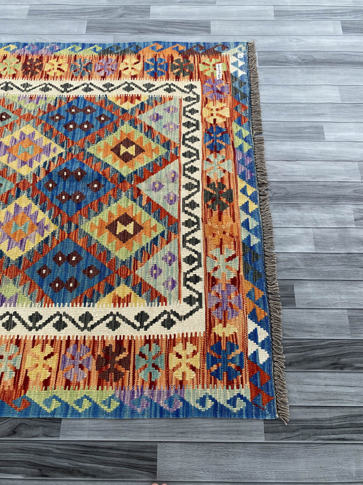 Handmade Afghan Chobi Kilim Rug 202x154 cm KAS#754
