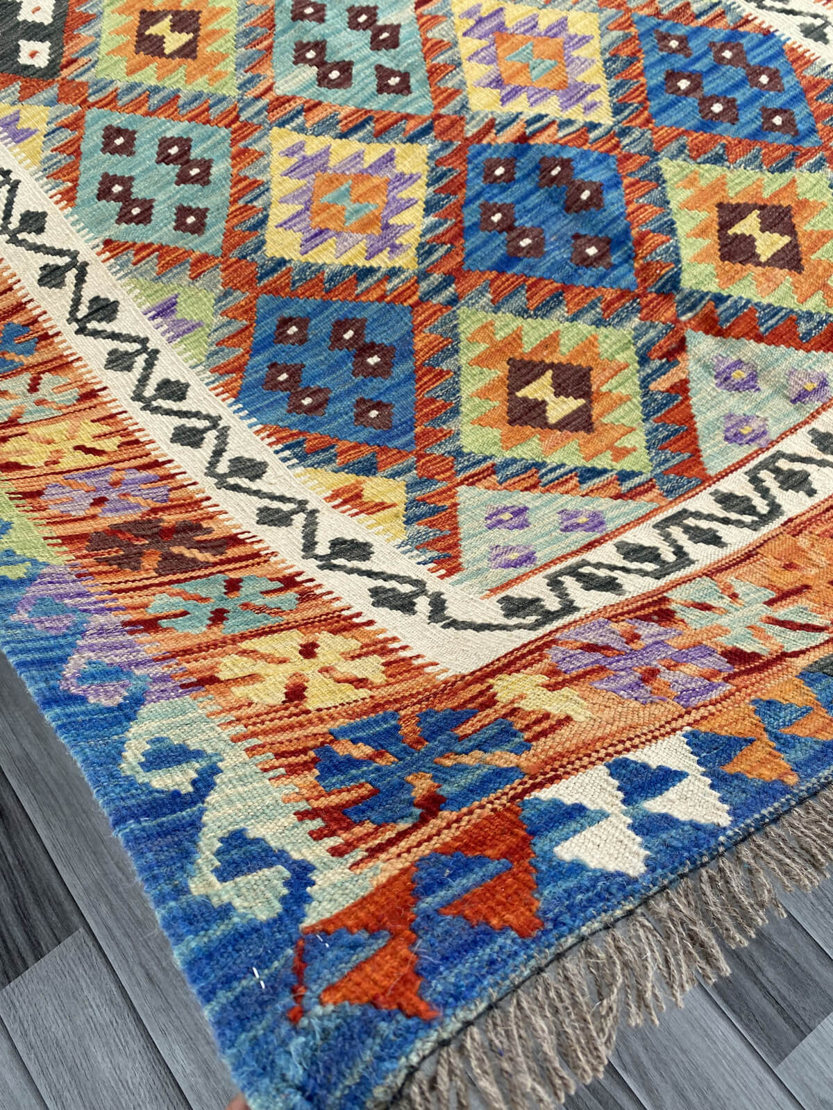 Handmade Afghan Chobi Kilim Rug 202x154 cm KAS#754