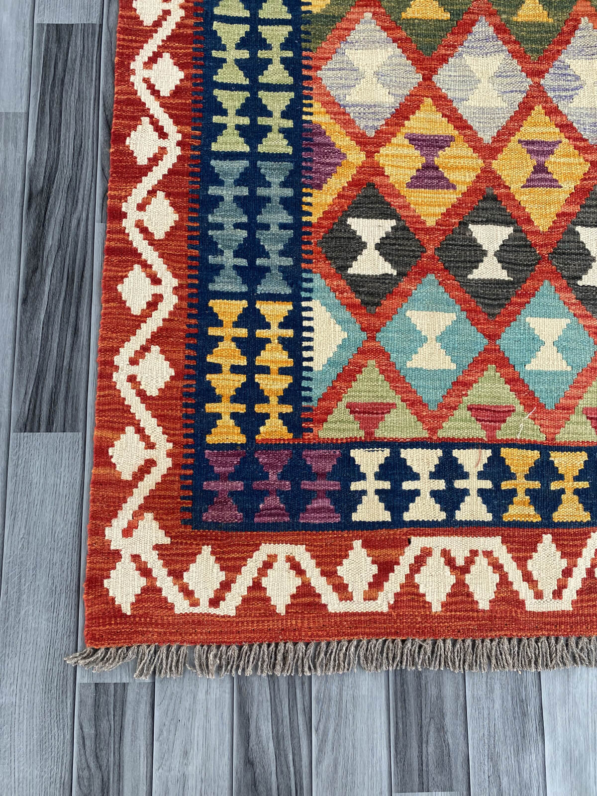 Handmade Afghan Chobi Kilim Rug 198x151 cm KAS#758