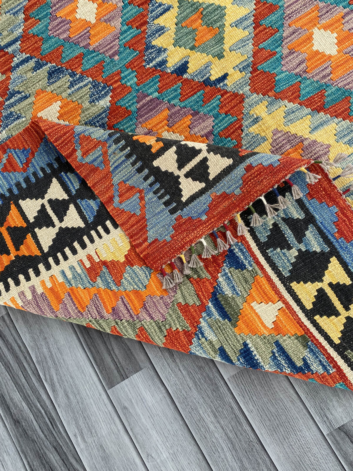 Handmade Afghan Chobi Kilim Rug 242x182 cm KAS#759