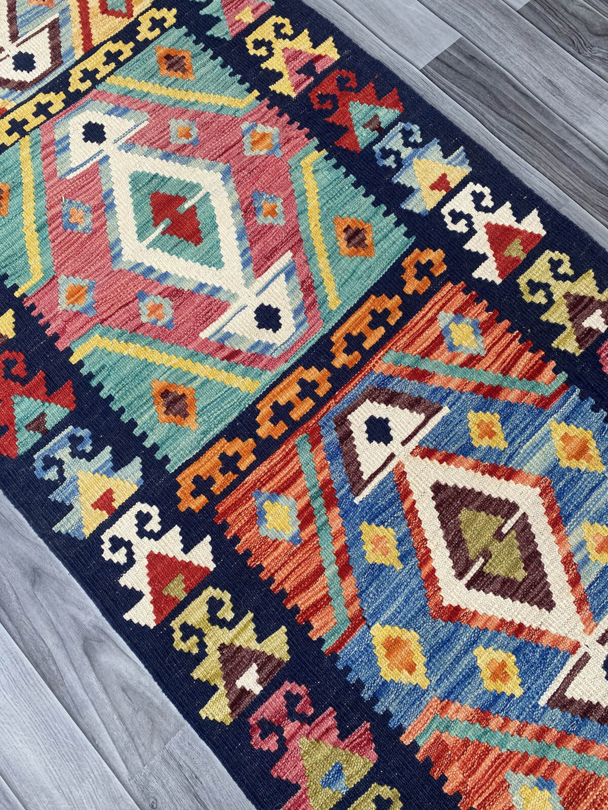 Handmade Flat Weave Kilim Rug 491 cm x 81 cm SK#1118