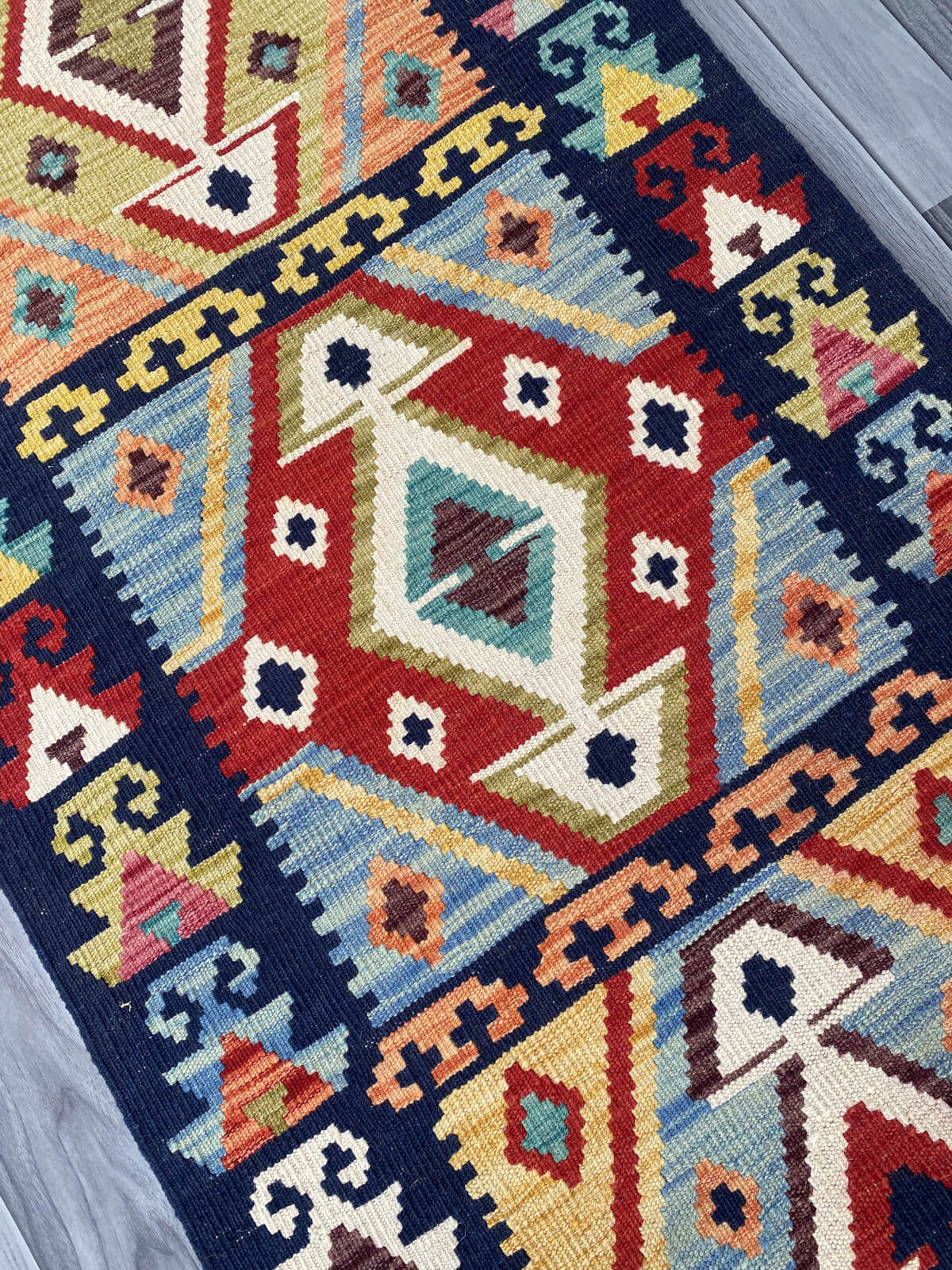 Handmade Flat Weave Kilim Rug 491 cm x 81 cm SK#1118