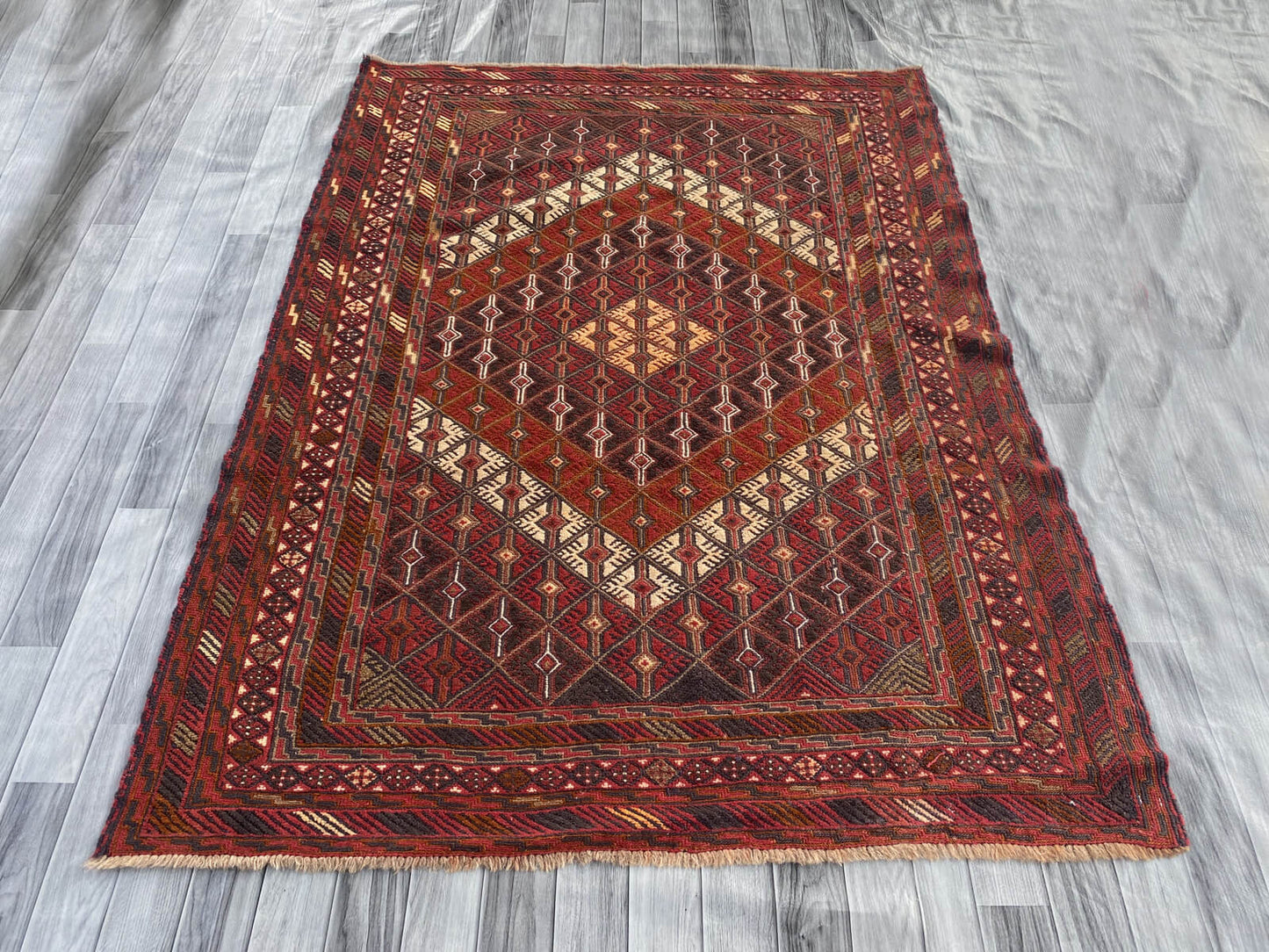 Handmade Afghan Tribal Meshwani Rug 195x145 cm KAS#770