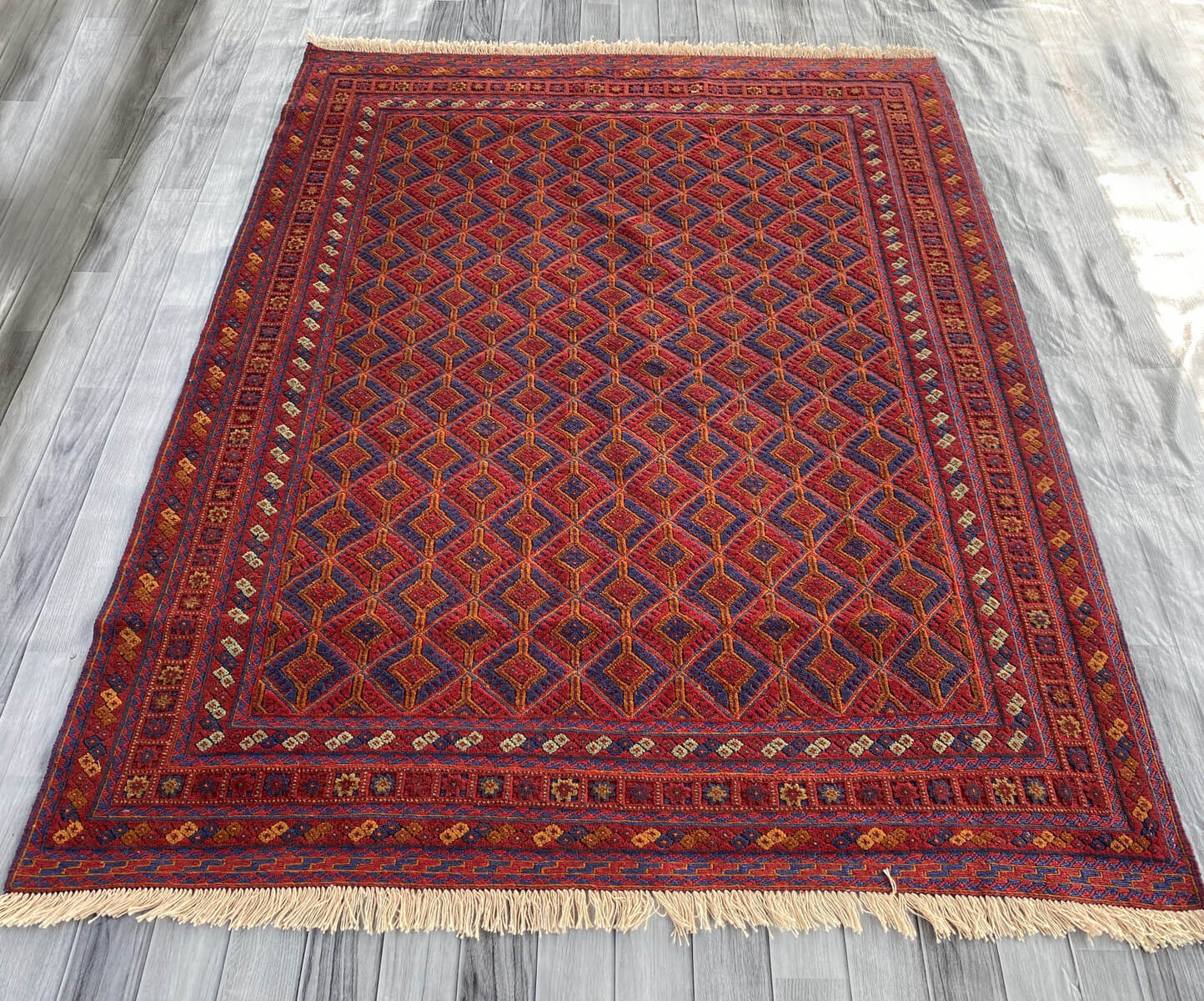 Handmade Afghan Tribal Meshwani Rug 195x155 cm KAS#774