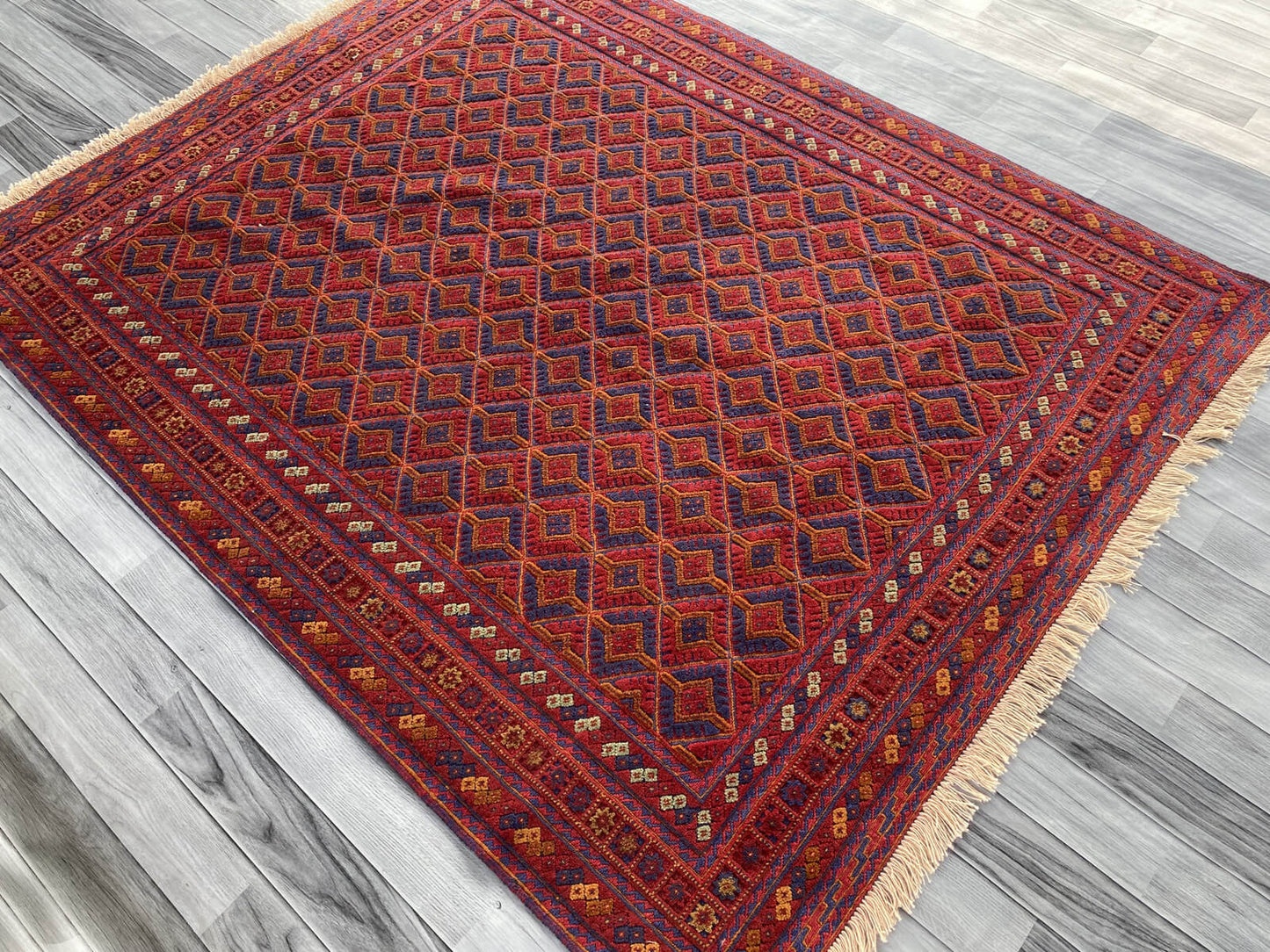 Handmade Afghan Tribal Meshwani Rug 195x155 cm KAS#774
