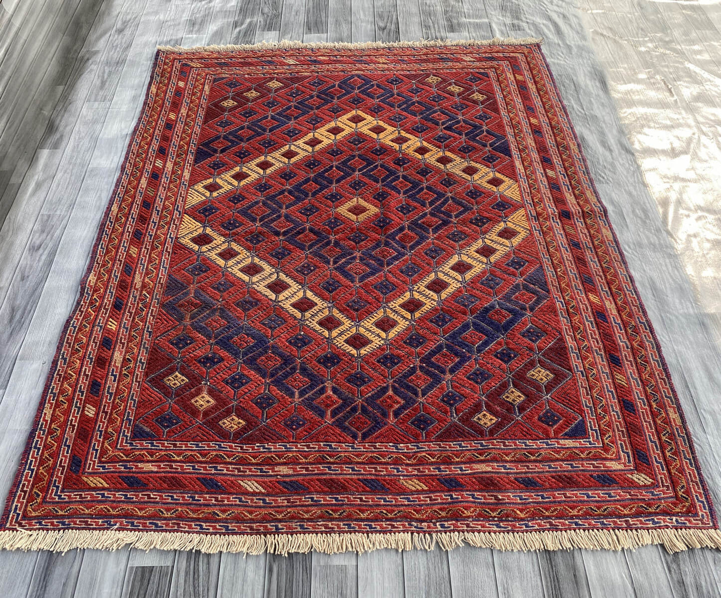 Handmade Afghan Tribal Meshwani Rug 190x158 cm KAS#776
