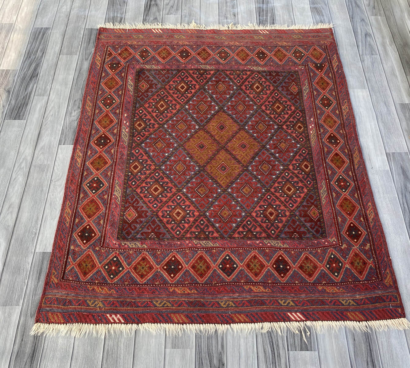 Handmade Afghan Tribal Meshwani Rug 143x121 cm KAS#783