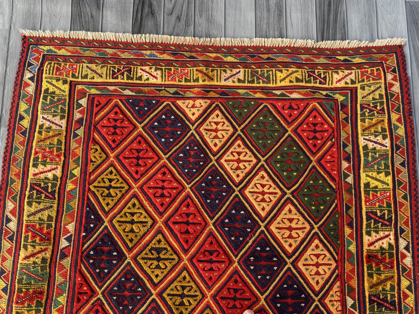 Handmade Afghan Tribal Meshwani Rug 140x125 cm KAS#784