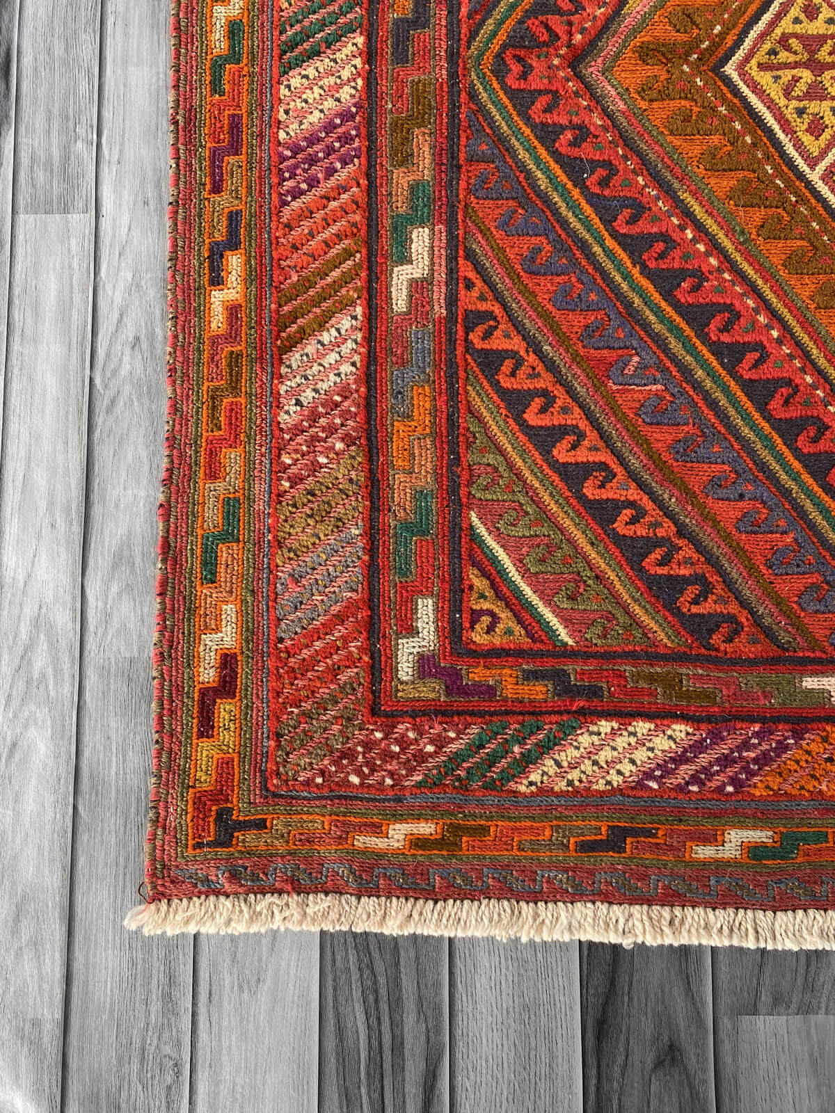 Handmade Afghan Tribal Meshwani Rug 132x120 cm KAS#785