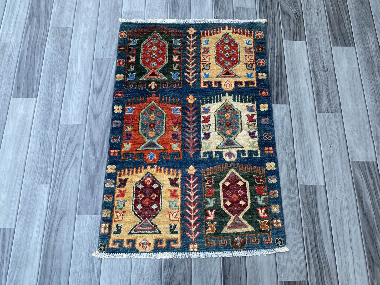 Handmade Afghan Chobi Rug 89x60 cm KAS#799