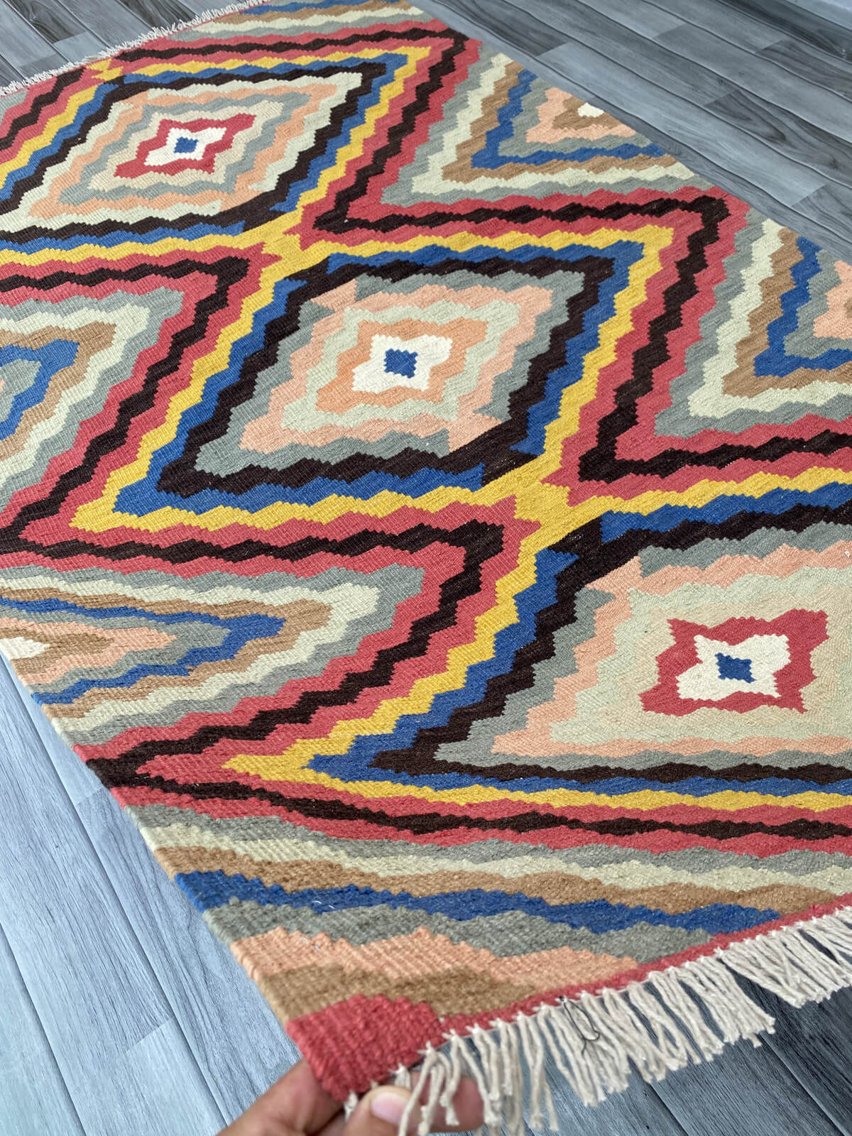 Handmade Afghan Chobi Kilim Rug 196x123 cm KAS#809