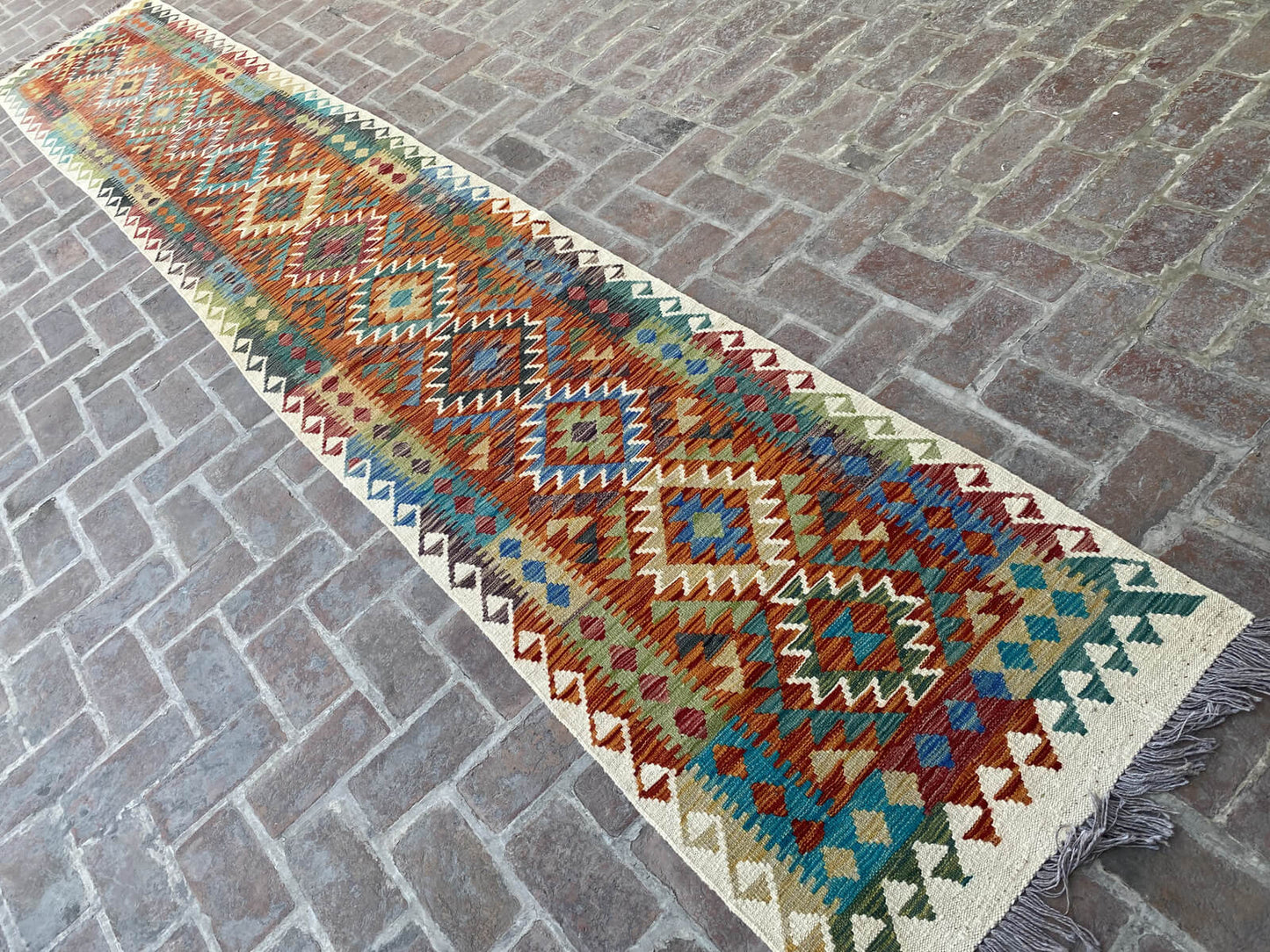 Handmade Afghan Chobi Kilim Runner Rug 492x82 cm KAS#819